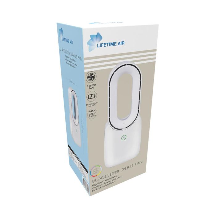 Lifetime Air Ventilador de Mesa Recargable USB sin Aspas 3 Velocidades 12.4 x 9 x 30 cm Blanco 3