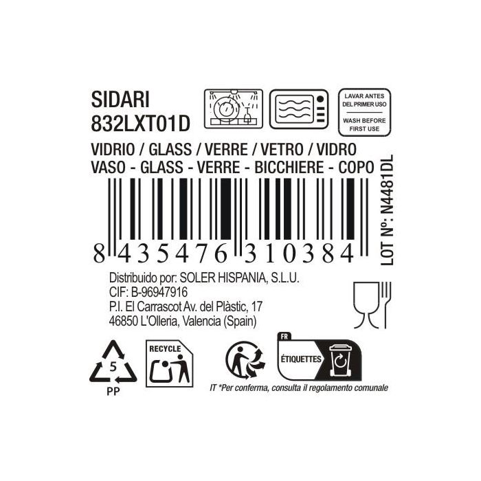 La Mediterranea Vaso Sidari 270 cc Transparente para Agua o Refresco, 8 x 8 x 10.2 cm (Pack de 6 Unidades) (48 Unidades) 9