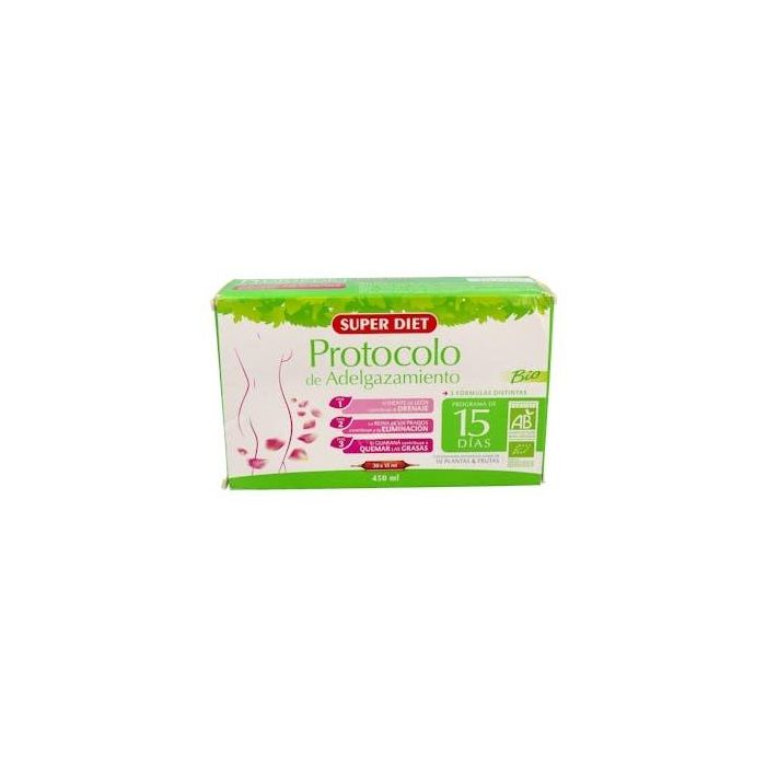 SUPERDIET Protocolo Adelgazante Bio 30 Ampollas - Programa Completo de 30 Días con Plantas Drenantes y Quemagrasas