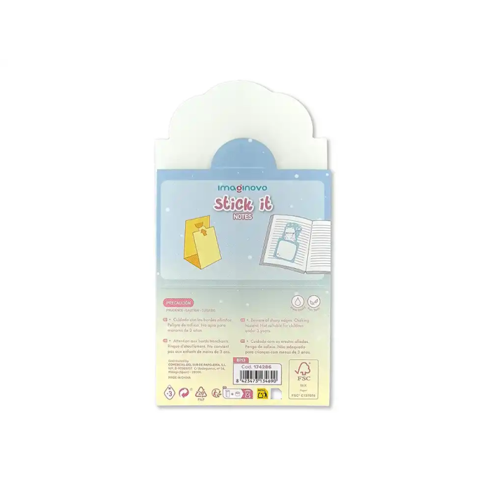 Imaginovo Bloc notas adhesivas oso con soporte 20 hojas azul 60x125 mm 2