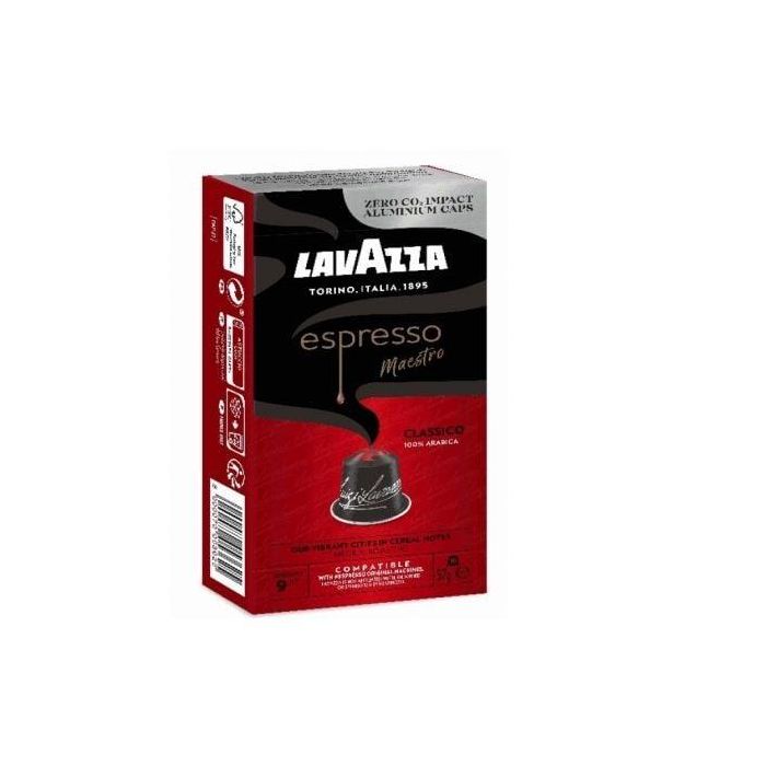 Lavazza 08665 Cápsulas de Café Molido para Nespresso Espresso Maestro Clásico, 100% Arábica, Intensidad 9, Notas de Cereal, Caja de 10 Lavazza 08665 Cápsulas de Café Molido para Nespresso Espresso Maestro Clásico, 100% Arábica, Intensidad 9, Notas de Cereal, Caja de 10