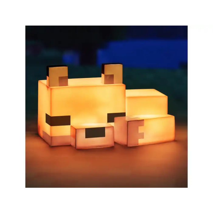 Wondee Lámpara Minecraft Fox Decoración Baby Fox Light 16 cm, Oficial, Modelo Zorro Cubico, Luz Ambiental, para Habitación Gamer, Regalo