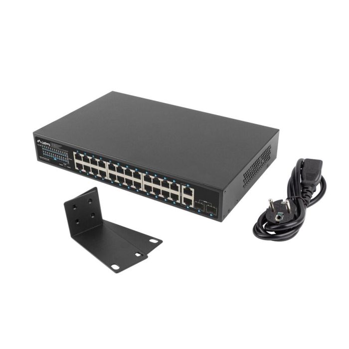 Lanberg Switch 24 Puertos 1Gbps PoE+ 360W - Conectividad Ethernet y Fibra Óptica