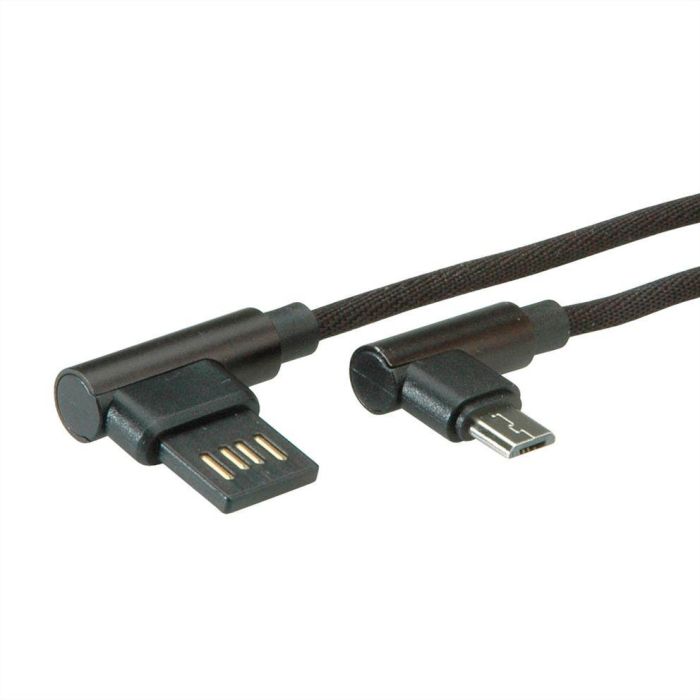 ROLINE USB 2.0 Kabel, gewinkelt, Typ A rev - Micro B, ST/ST, schwarz, 0,8 m 0 ROLINE USB 2.0 Kabel, gewinkelt, Typ A rev - Micro B, ST/ST, schwarz, 0,8 m 0