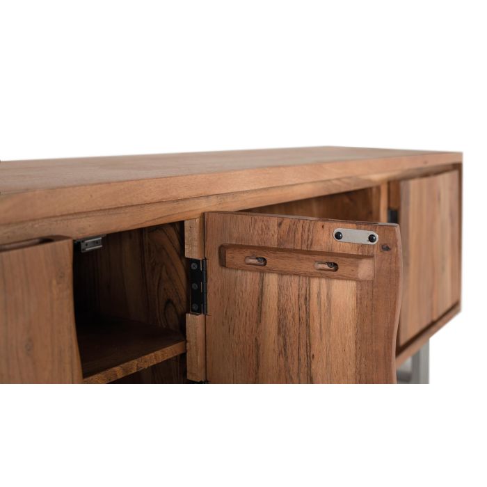 Giner y Colomer Mueble TV Acacia Natural con Metal Plateado 4 Puertas 1 Cajón 5 Giner y Colomer Mueble TV Acacia Natural con Metal Plateado 4 Puertas 1 Cajón 5