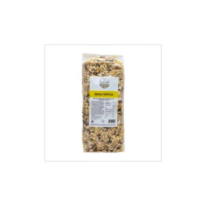 INT SALIM Muesli Tropical 1Kg, con Pasas, Copos de Avena y Trigo, Coco, Papaya y Piña, Aporta proteínas