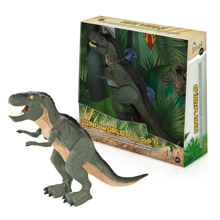 Tachan Dinosaurio T-Rex que Camina, con Ojos Luminosos, Sonido de Gruñido Realista y Articulado - Juguete Mediano para niños +3 años