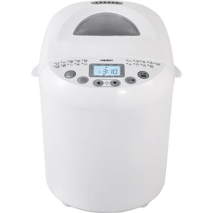Medion 50073723 Máquina de hacer pan 550 W, 19 programas, con Hublot, Blanco Medion 50073723 Máquina de hacer pan 550 W, 19 programas, con Hublot, Blanco