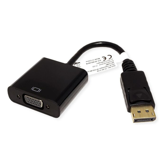 VALUE ADAPTERKBL DP-VGA ST/BU Adaptador DisplayPort a VGA Macho Hembra Negro 1920 x 1080 Pixeles 0,2 m 2 VALUE ADAPTERKBL DP-VGA ST/BU Adaptador DisplayPort a VGA Macho Hembra Negro 1920 x 1080 Pixeles 0,2 m 2
