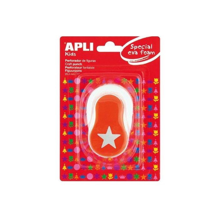 Taladro Goma Eva Apli 25,4 Mm Estrella Naranja