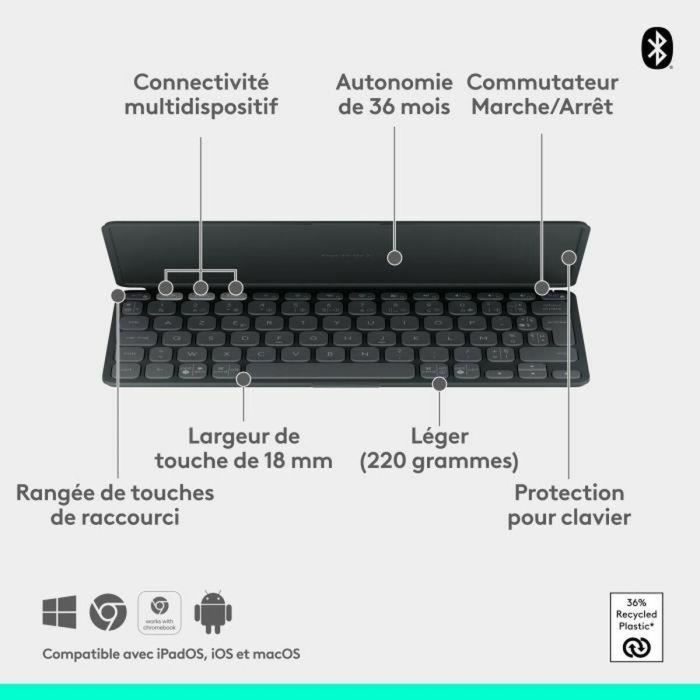 Logitech LOG5099206125810 Teclado Portátil Inalámbrico Keys-To-Go 2 para Tablet AZERTY Grafito 1 Logitech LOG5099206125810 Teclado Portátil Inalámbrico Keys-To-Go 2 para Tablet AZERTY Grafito 1