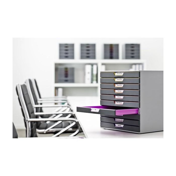Durable Fichero de Sobremesa Varicolor 10 Cajones, Plástico Gris, Apilable, para Documentos DIN A4, 282x292x356 mm 5 Durable Fichero de Sobremesa Varicolor 10 Cajones, Plástico Gris, Apilable, para Documentos DIN A4, 282x292x356 mm 5