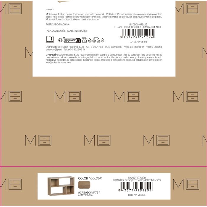 Inde Estantería Cubo/Rectangular 4 Compartimentos 85x30x59 cm 3 Inde Estantería Cubo/Rectangular 4 Compartimentos 85x30x59 cm 3