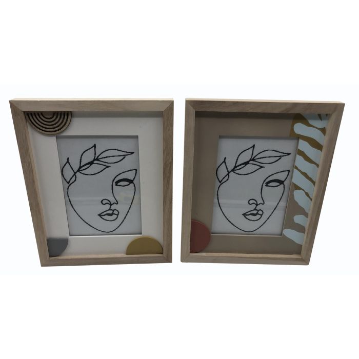 DKD Home Decor Marco de Fotos 10x15 cm Urban de MDF y Cristal, Marrón y Blanco, 19x24 cm - Pack de 12 Unidades