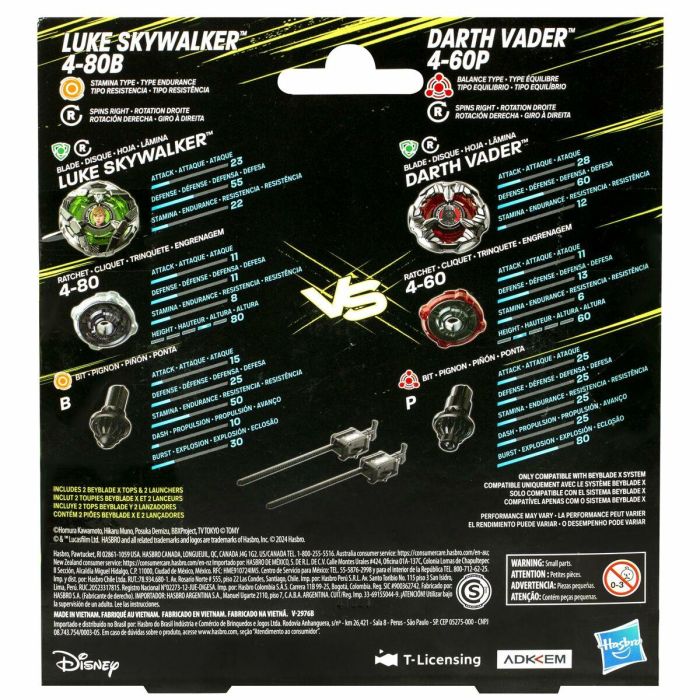 Hasbro Beyblade X Juego Luke Skywalker 4-80B Resistencia y Darth Vader 4-60P Equilibrio, Incluye 2 Tops y 2 Lanzadores, Edad 8+ 4 Hasbro Beyblade X Juego Luke Skywalker 4-80B Resistencia y Darth Vader 4-60P Equilibrio, Incluye 2 Tops y 2 Lanzadores, Edad 8+ 4