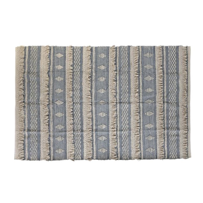 DKD Home Decor Alfombra Boho de Algodón Azul y Blanco 160 x 230 cm