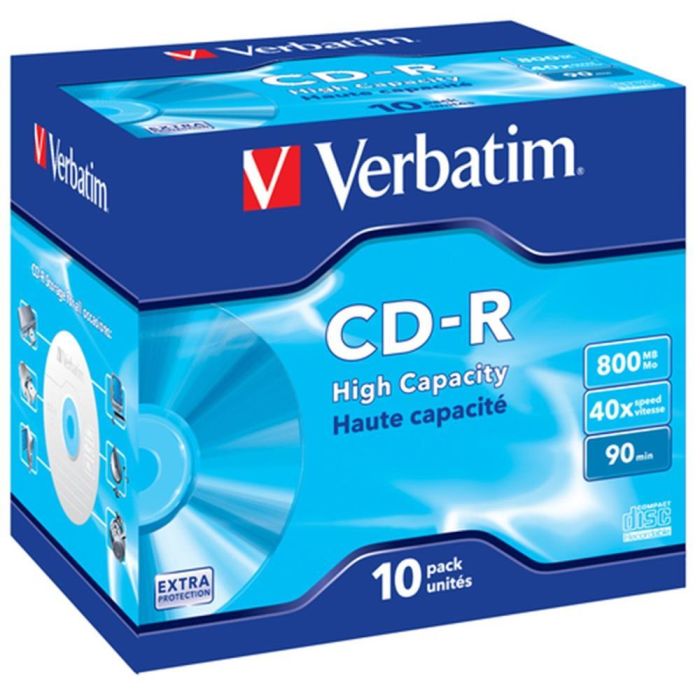 VERBATIM CD-R 800Mb 90MIN 40X Datalife Extra Protection (Pack 10 unidades) 1 VERBATIM CD-R 800Mb 90MIN 40X Datalife Extra Protection (Pack 10 unidades) 1