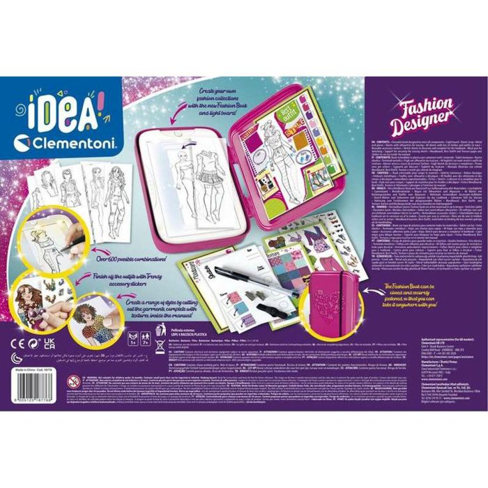 Clementoni Juego Fashion Designer Libro de moda para Crear Diseños 600 Combinaciones Edad +7 años 45.1x31.1x7 cm 7