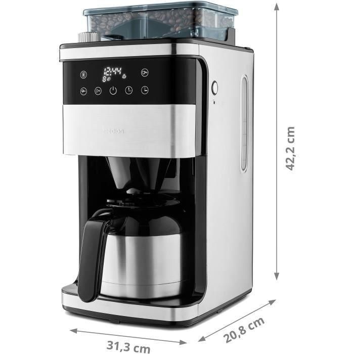 Cafetera Digital con Filtro Aislado y Molinillo - MEDION - 1000W - 1.0L - Plateada 5 Cafetera Digital con Filtro Aislado y Molinillo - MEDION - 1000W - 1.0L - Plateada 5