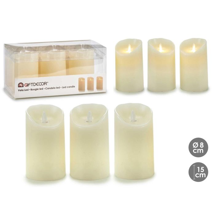 Set 3 Velas Led Llama Oscilante Crema Giftdecor 8X13CM (6 Unidades) Set 3 Velas Led Llama Oscilante Crema Giftdecor 8X13CM (6 Unidades)