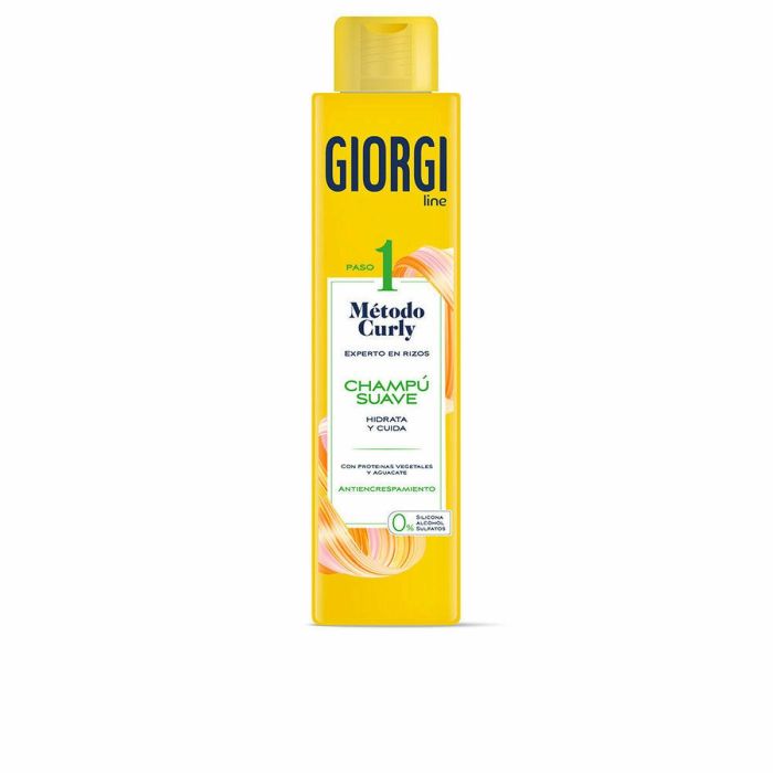 Giorgi Line Champú Método Curly Sin Sulfatos Ni Siliconas, Hidratante Anti-encrespamiento Pelo Rizado con Aguacate y Proteínas Vegetales 350 ml