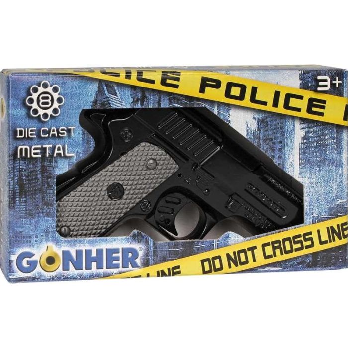 Pistola policía metal 8 tiros color negra 4 Pistola policía metal 8 tiros color negra 4