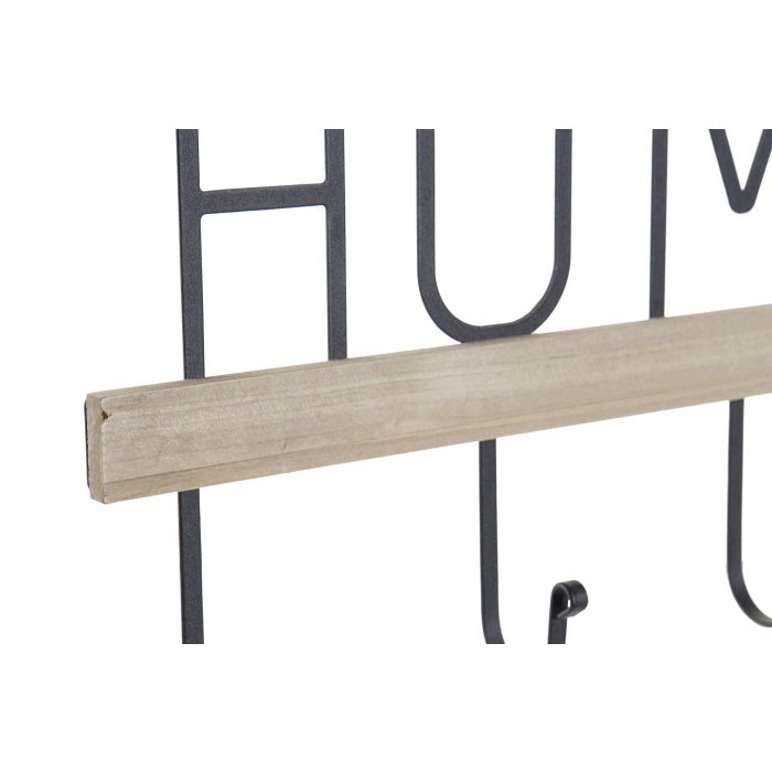 DKD Home Decor Perchero Pared Industrial home Loft Negro Hierro MDF 4.5 x 21 x 36 cm (4 Unidades) 1