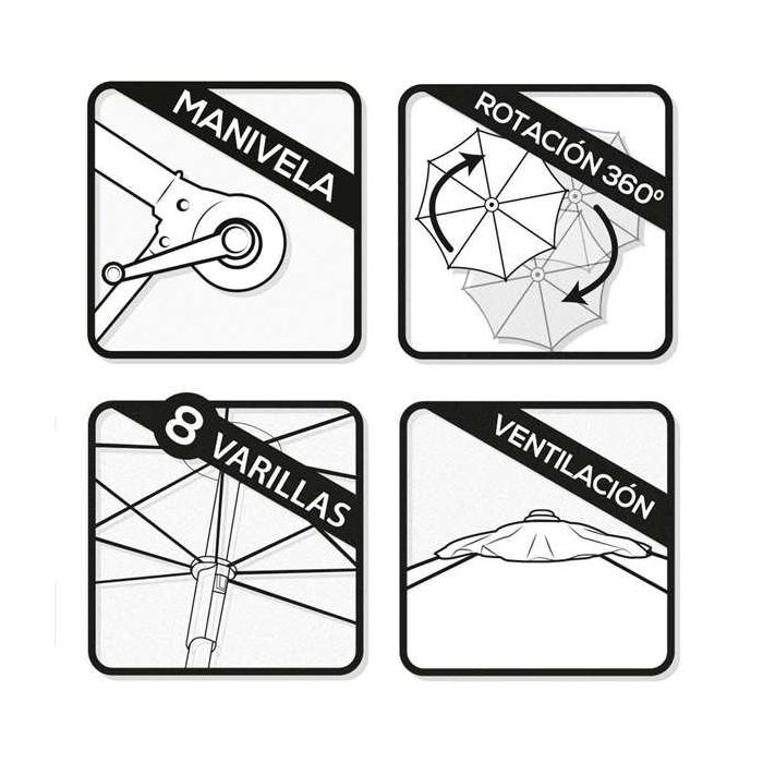 Parasol Aktive Roma 300 x 245 x 300 cm Antracita Ø 4,8 cm Aluminio 4 Parasol Aktive Roma 300 x 245 x 300 cm Antracita Ø 4,8 cm Aluminio 4