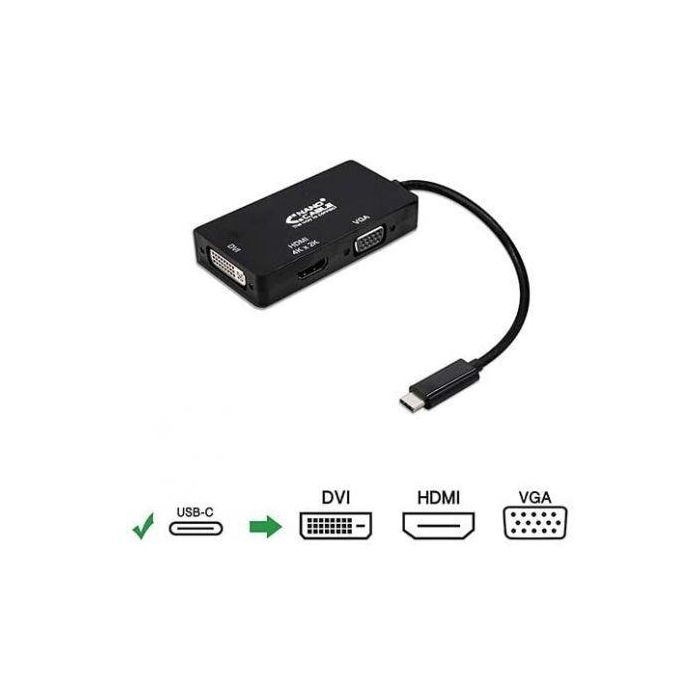 Adaptador USB-C a VGA/HDMI/DVI NANOCABLE 10.16.4301-BK (10 cm) Negro 10 cm 2