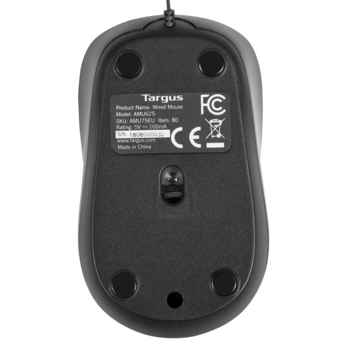 Targus AMU75EU Ratón Compacto Ambidextro para Viajes Blue Trace USB 1000 DPI Negro con Cable Retráctil 2