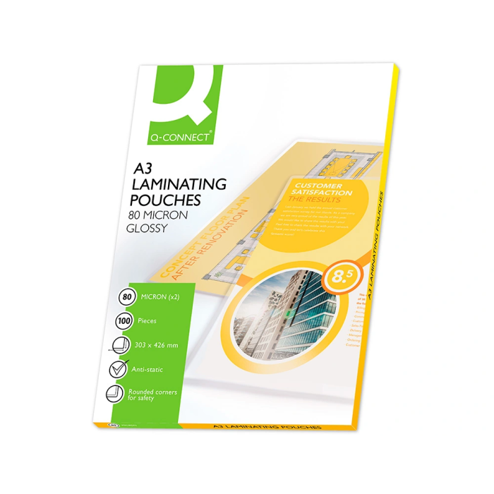 Q-connect Bolsa de Plastificar DIN A3 303 x 426 mm 80 mc Caja de 100 Unidades 1