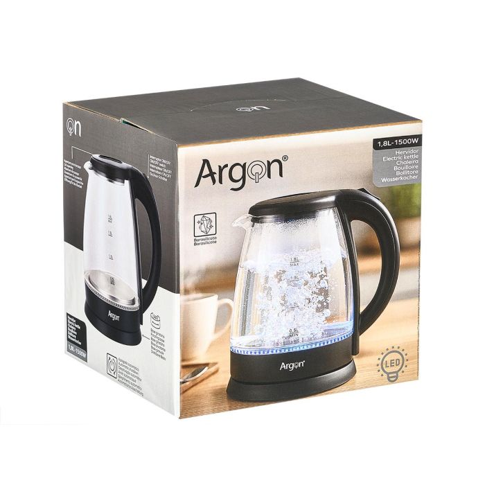 Hervidor Negro Led Borosilicato 1,8 L Argon 22x23x16cm (Set de 6) 2