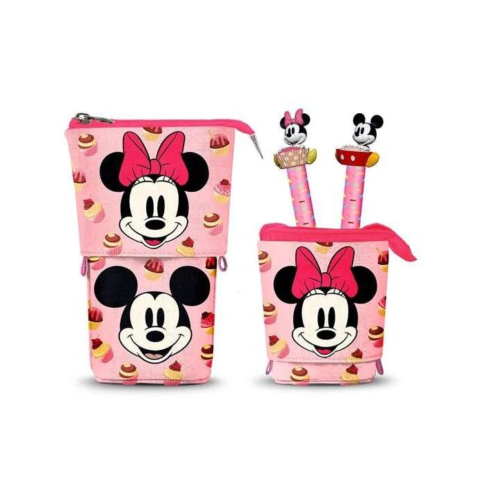 Karactermania Estuche Portatodo Vertical Minnie Mouse Muffin + 2 Bolígrafos Borrables 10 Colores Gel Tinta Azul Rosa Poliéster Abs Plástico Ideal Niñas 3 Años 1