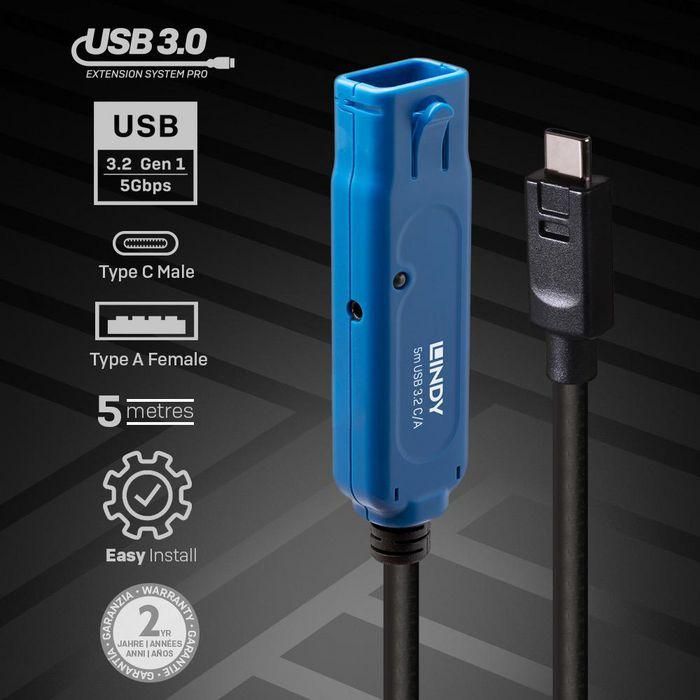 Lindy 5m USB 3.2 Gen 1 C/A Active Extension Pro 3