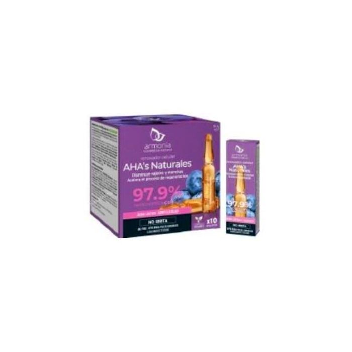 Armonia Aha´S Naturales Renovador Facial 10 Ampollas. Con Ácido Láctico, Atenúa Marcas y Manchas, Piel Sensible