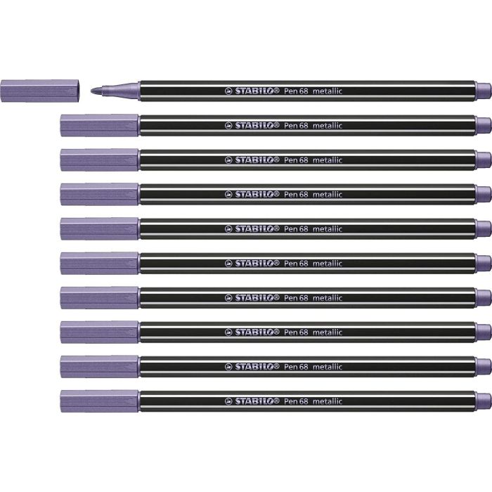 Stabilo Rotulador Pen 68 Metallic Violeta Metálico Caja 10 Ud