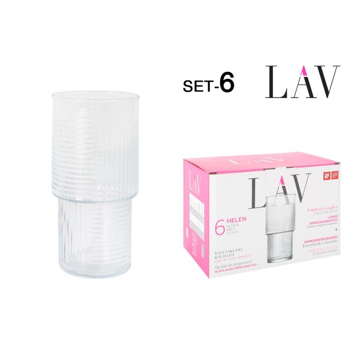 Set de 6 vasos Helen 400 cc - Lav (8 Cajas) Set de 6 vasos Helen 400 cc - Lav (8 Cajas)