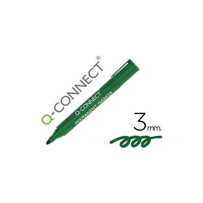 Rotulador Q-Connect Marcador Permanente Verde Punta Redonda 3 mm 10 unidades