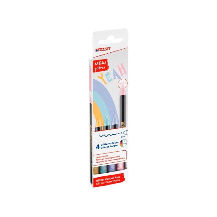 Edding rotulador 1200 glitter colour pen estuche 4 ud c/pastel