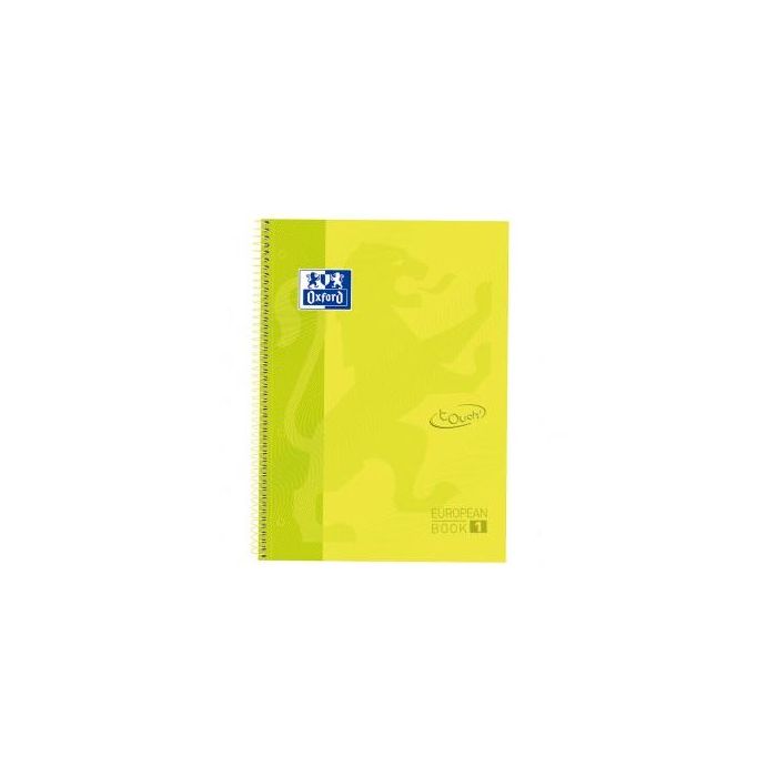 Oxford cuaderno touch europeanbook 1 microperforado write&erase 80h a4+ 5x5 t/extraduras banda color lima