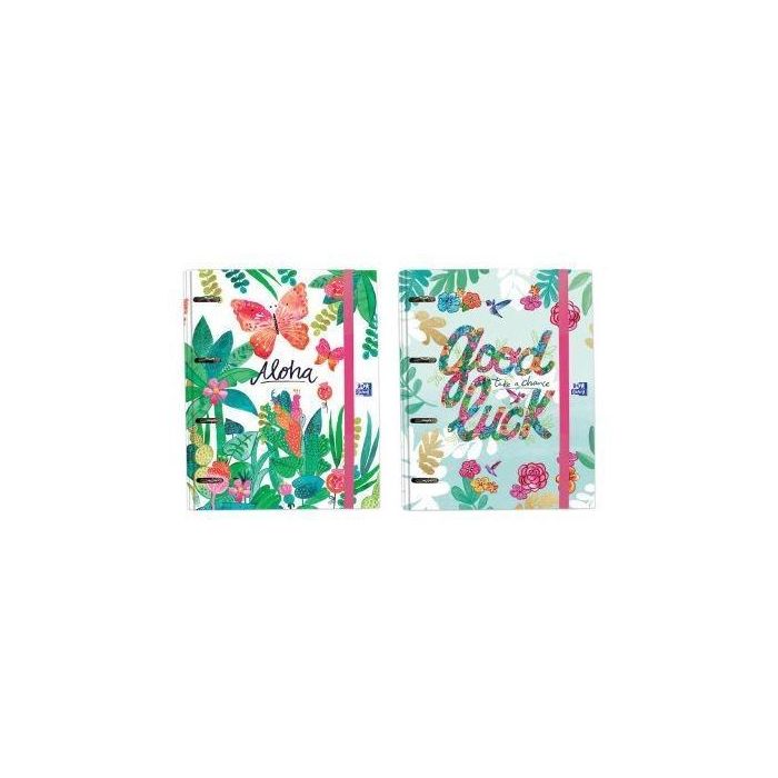 Oxford Carpeta Anillas Jungle 4x35 Europeanbinder A4+ C-Recambio 100 Hojas 90 gr 5x5 Surtidos