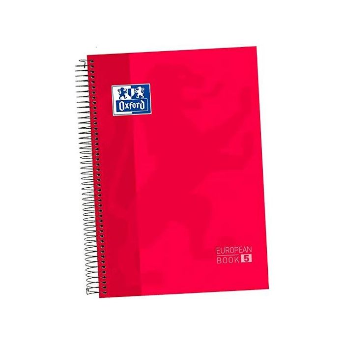 Oxford cuaderno ebook 5 classic espiral microperforado a4+ 120h 5x5mm t/extradura rojo