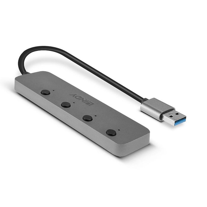 Hub USB LINDY Negro Gris (1 unidad) 1