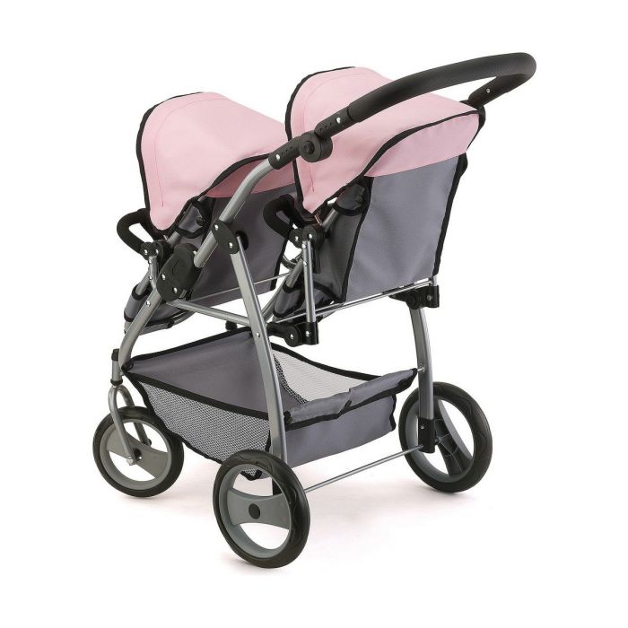 Carrito para Muñecas Reig Gris Rosa Gemelar 5