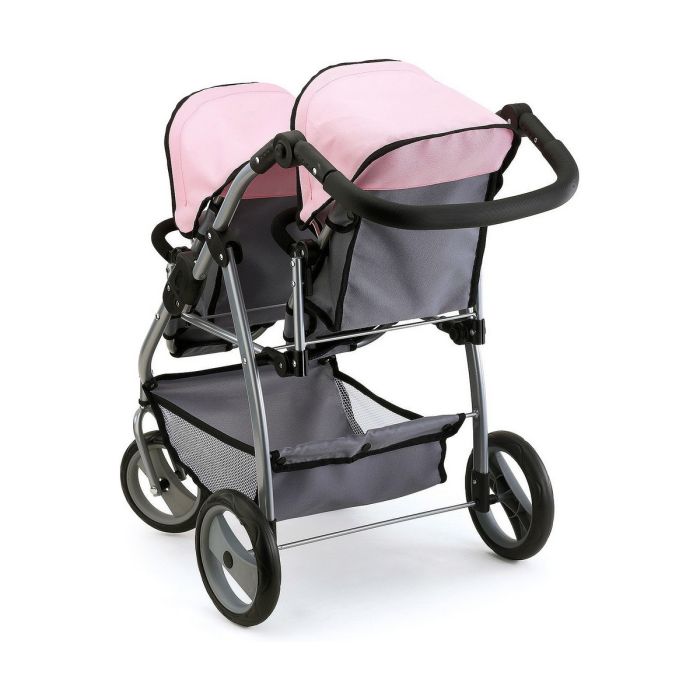 Carrito para Muñecas Reig Gris Rosa Gemelar 4