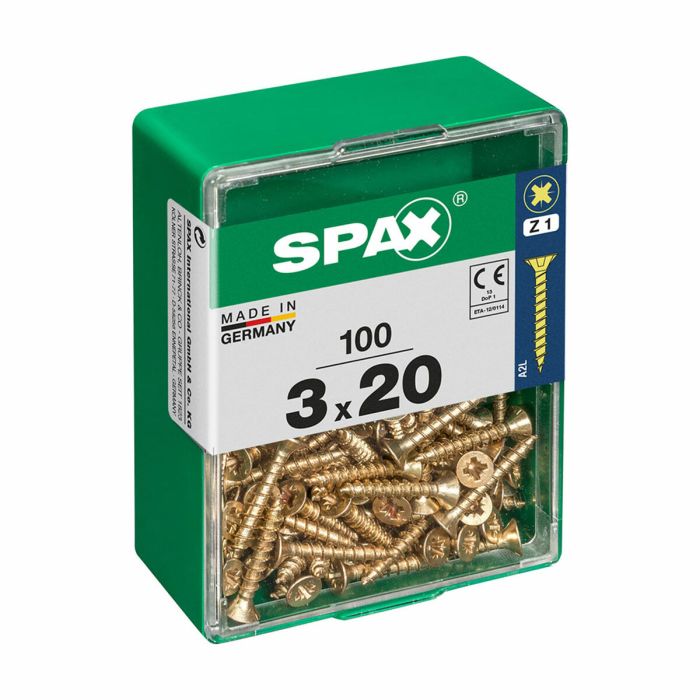 Caja de tornillos SPAX Yellox Madera Cabeza plana 100 Piezas (3 x 20 mm)