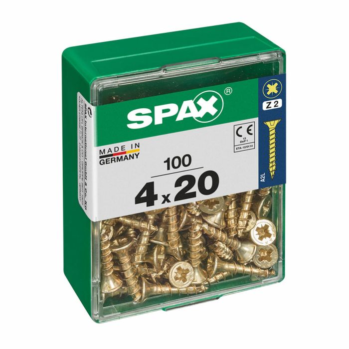 Caja de tornillos SPAX Yellox Madera Cabeza plana 100 Piezas (4 x 20 mm)