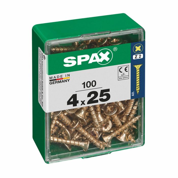Caja de tornillos SPAX Tornillo de madera Cabeza plana (4 x 25 mm) (4,0 x 25 mm)