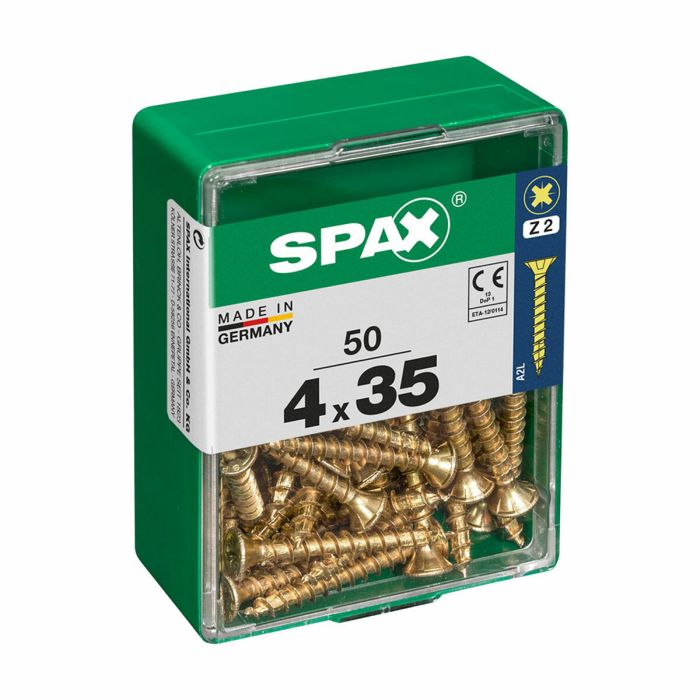 Caja de tornillos SPAX Yellox Madera Cabeza plana 50 Piezas (4 x 35 mm)