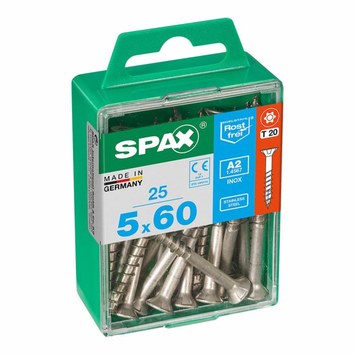 Caja de tornillos SPAX 4197000500602 Tornillo de madera Cabeza plana (5 x 60 mm) (5,0 x 60 mm)